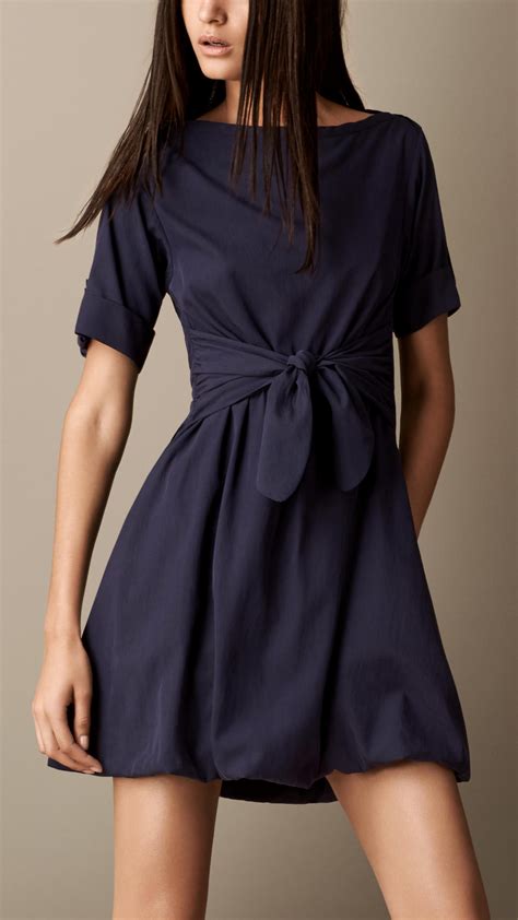 burberry slate blue silk pleated hem dress|Burberry Silk Dress .